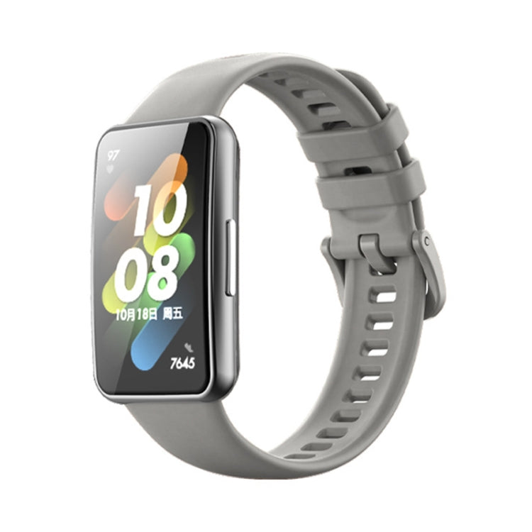 Gray silicone watch band with adjustable clasp and perforated strap holes