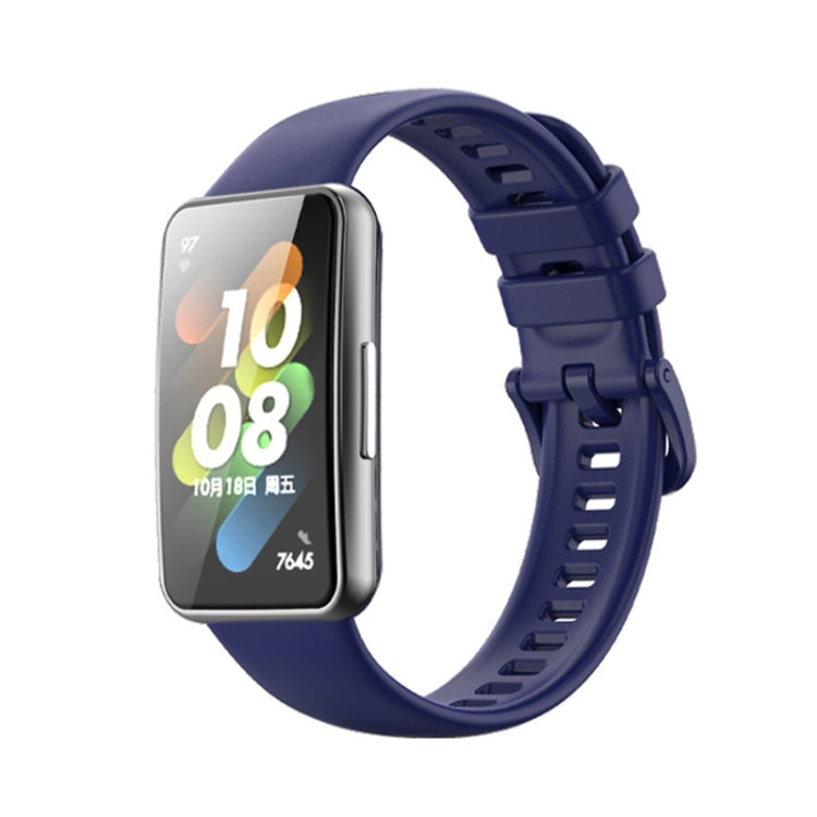 Navy silicone watch band with adjustable clasp and perforated strap holes