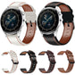 Set of tricolor stitched leather watch bands in white, black, dark brown, and brown colors