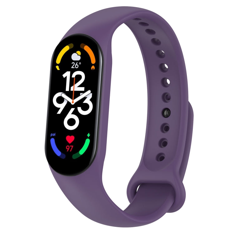 Lavender purple silicone fitness watch band with perforated strap and oval display
