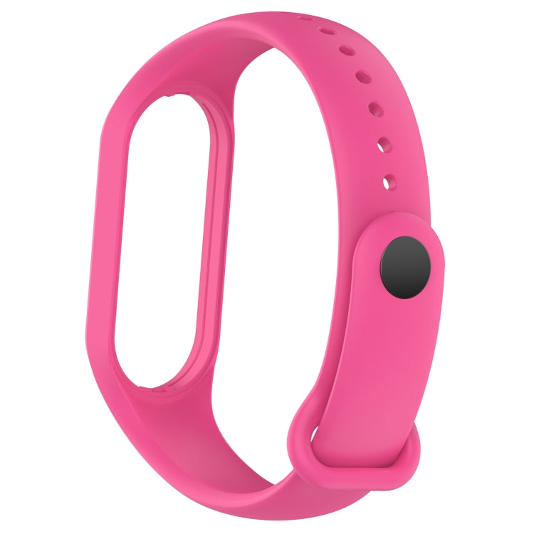 Pink silicone smartwatch band with adjustable clasp and side hole row