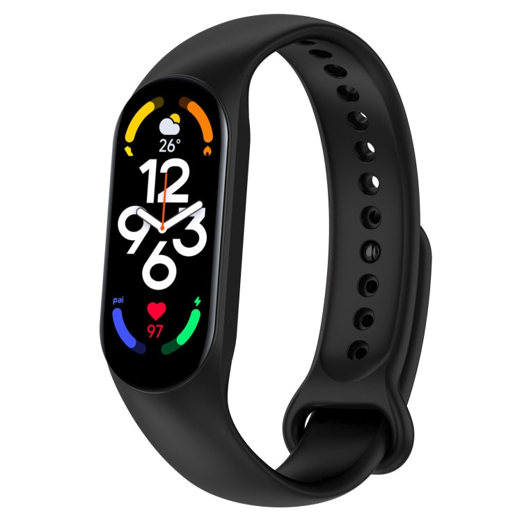 Black silicone smartwatch band with oval fitness display and side pin holes