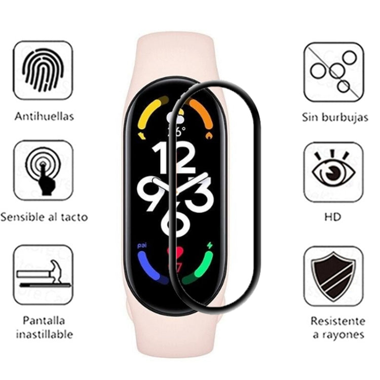 Curved smartwatch screen protector film set, clear shield on light pink watch band