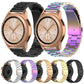 Multiple color steel smartwatch straps with rose-gold watches and side views