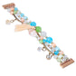 Bead chain watch band with pastel beads and crystals, gold links, tassel charm