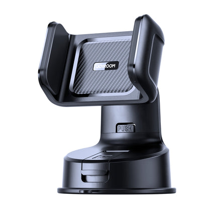 Black car dashboard phone holder with textured center grip and push button base
