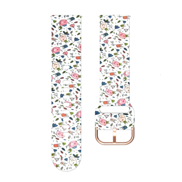 46mm silicone printed watch strap with white cartoon animal pattern and rose-toned buckle