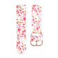 46mm silicone printed watch strap with light pink floral pattern and rose-toned buckle