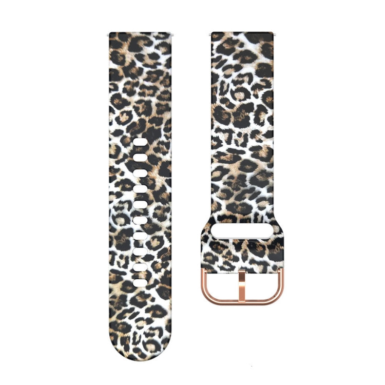 46mm silicone printed watch strap with leopard print and rose-toned buckle