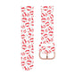 46mm silicone watch strap with red lips print on white, metal buckle.