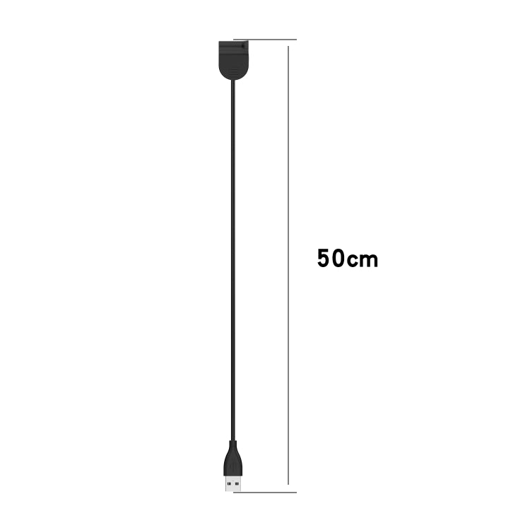 50cm USB-A charging cable with magnetic charging tip, black.