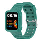 Green silicone integrated smartwatch band with adjustment holes and metal clasp