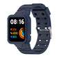 Navy silicone integrated smartwatch band with perforations and metal pin clasp