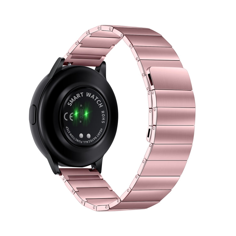 Magnetic steel watch band in pink, linked metal links with clasp style ends