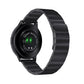 Magnetic steel watch band in black, linked metal links with clasp style ends