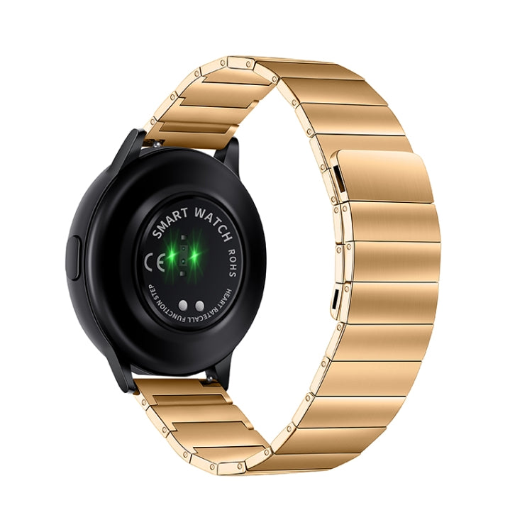 Magnetic steel watch band in gold, polished metal links with clasp style ends