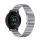 Magnetic steel watch band in silver, smooth metal links with secure clasp ends