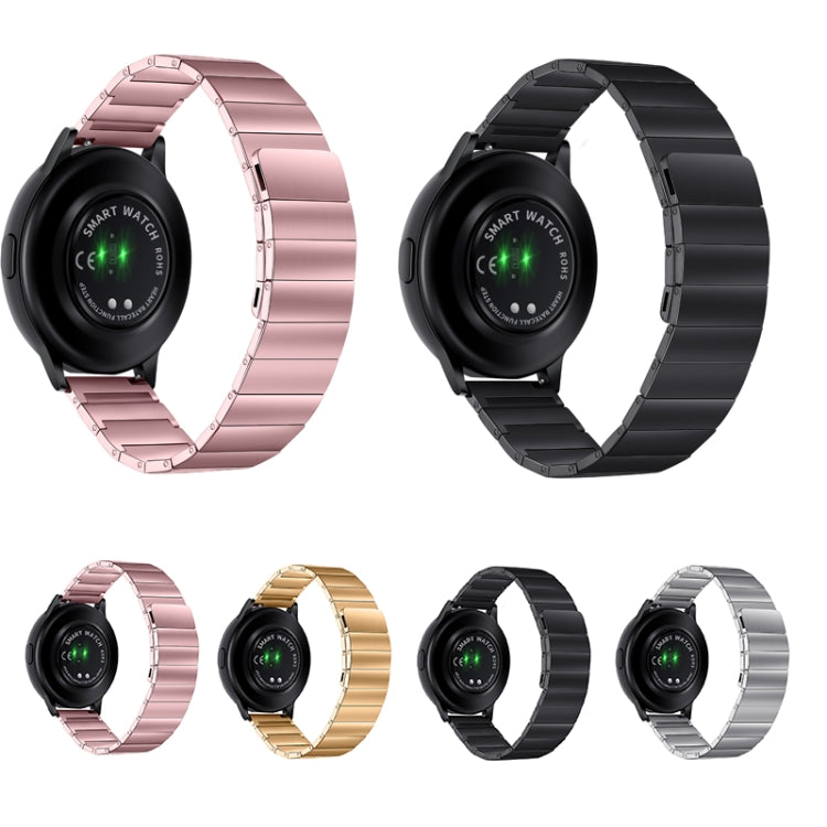 Magnetic steel watch band set: pink, gold, black, and silver metal link straps