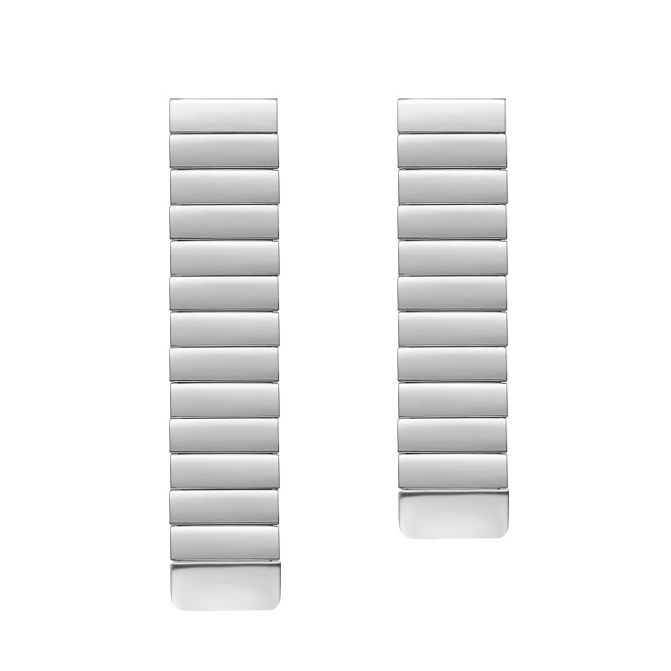 Magnetic steel watch band pair in silver, flat rectangular links and end clasps
