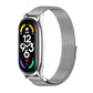Silver stainless steel magnetic watch band with mesh strap and rounded metal links