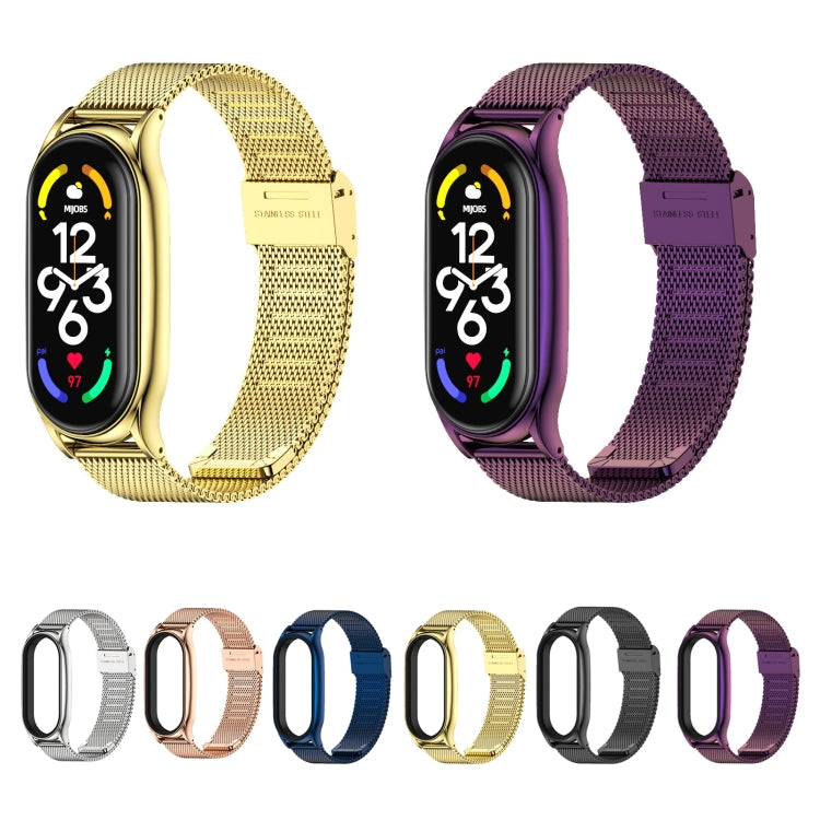 Assorted stainless steel mesh watch straps set with buckles in multiple colors.
