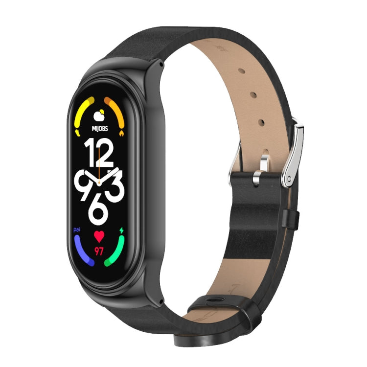 MIJOBS CS Metal Case + Microfiber Leather Watch Band, For Xiaomi Mi Band 7 / 7 NFC