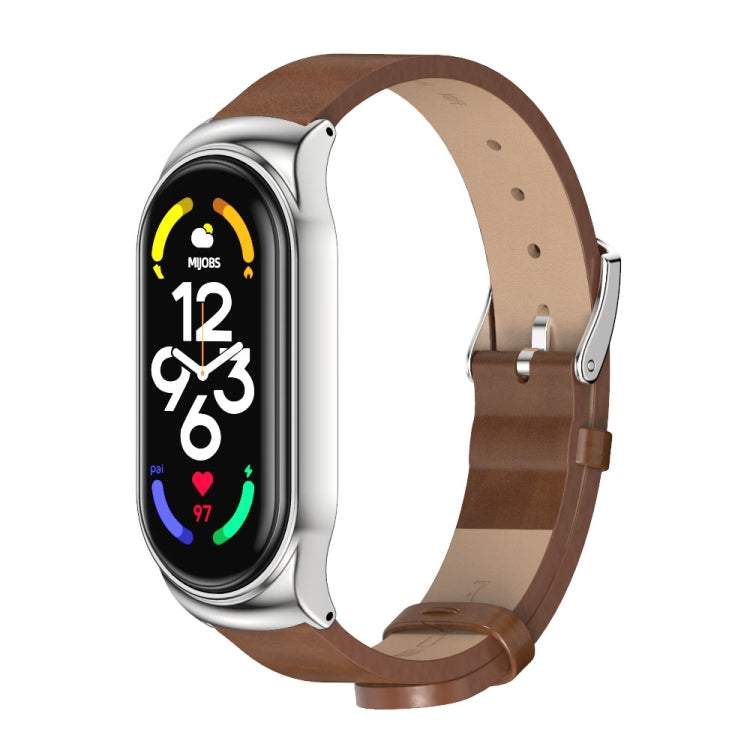 MIJOBS CS Metal Case + Microfiber Leather Watch Band, For Xiaomi Mi Band 7 / 7 NFC