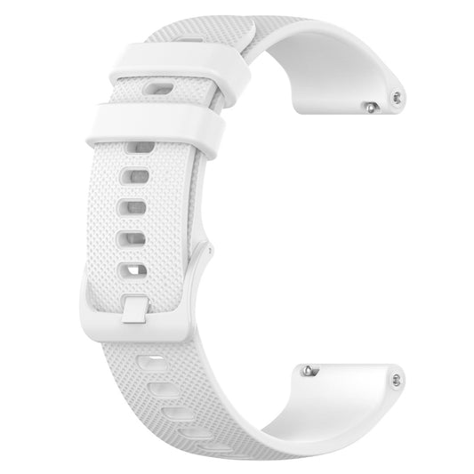 19mm plaid silicone watch band in white with clasp and buckle for smartwatch