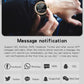 Smartwatch showing notification interface; hands holding the wristwatch