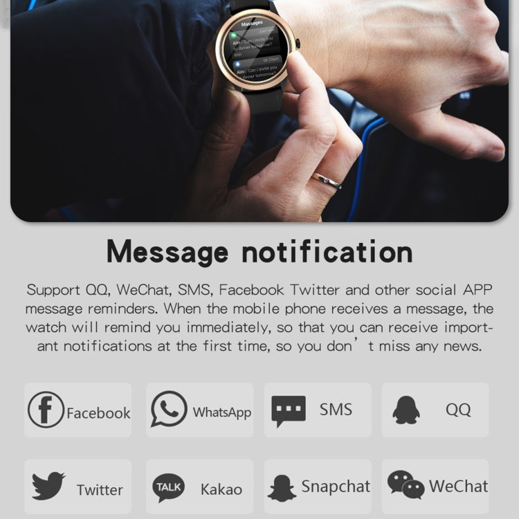 Smartwatch showing notification interface; hands holding the wristwatch