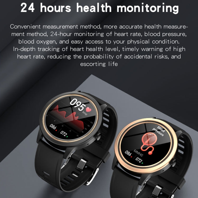 Round smart watch display with health monitoring graph and heart rate wave