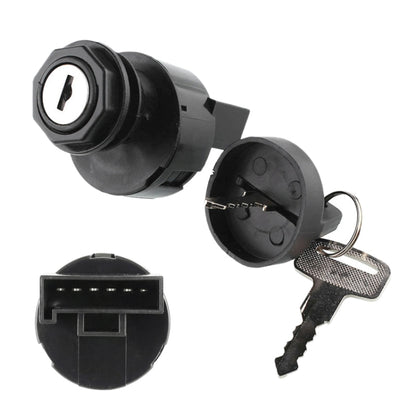 Black ignition key switch with 2 keys and 6-pin connector