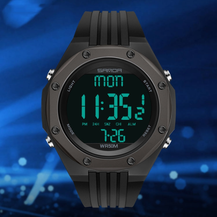SANDA 6093 Waterproof Luminous Electronic Digital Watch