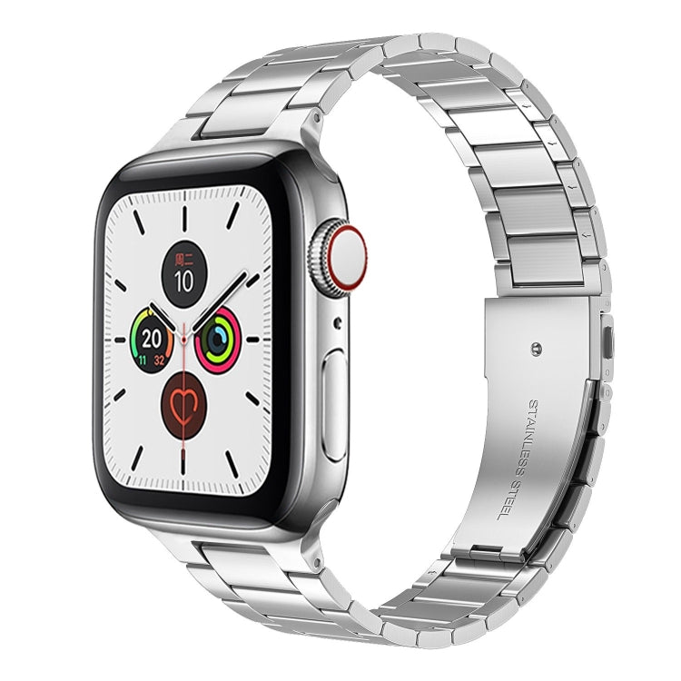 Stainless steel Apple Watch band with small links and full silver metal links