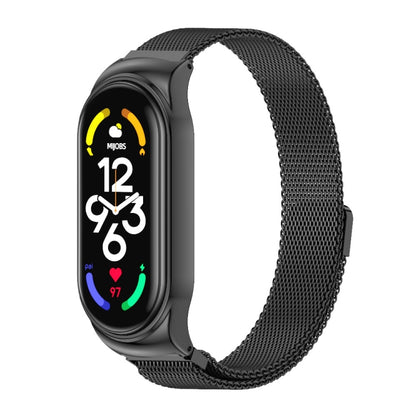 Black magnetic stainless steel Milanese watch band for fitness tracker