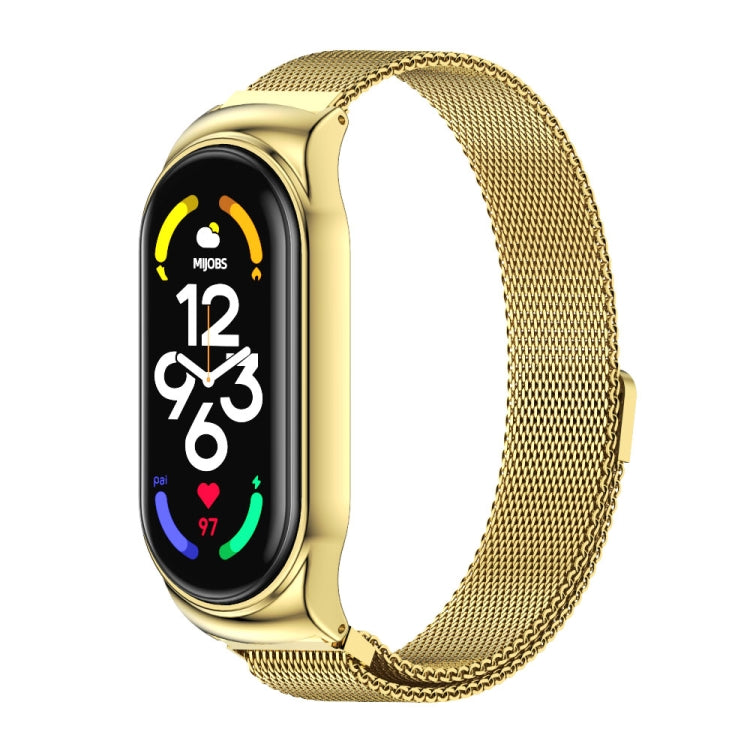 Gold magnetic stainless steel Milanese watch band with mesh-link weave