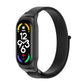Black smartwatch with black nylon mesh watch band