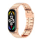 Rose gold stainless watch band with buckle clasp, rectangular links for fitness tracker