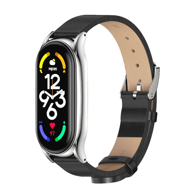 MIJOBS Plus Metal Case Microfiber Leather Watch Band, For Xiaomi Mi Band 7 / 7 NFC