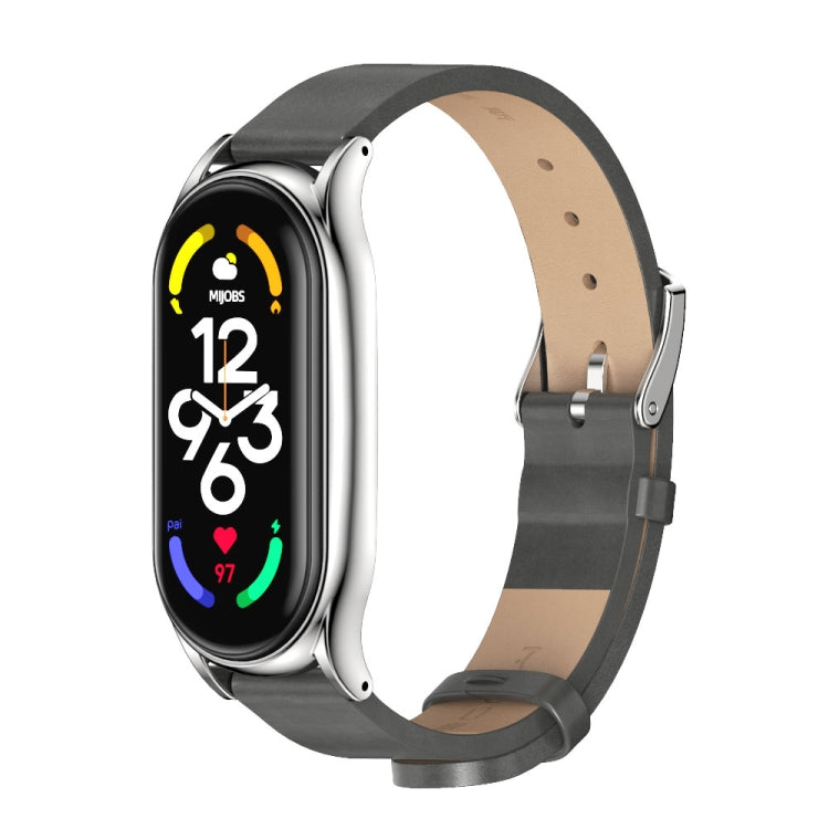 MIJOBS Plus Metal Case Microfiber Leather Watch Band, For Xiaomi Mi Band 7 / 7 NFC