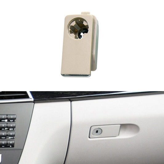 Tan/beige glove box handle switch with circular connector opening