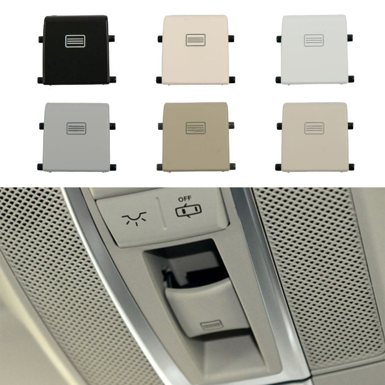 Car dome light switch button set, flat beige, grey, and white with lamp icon