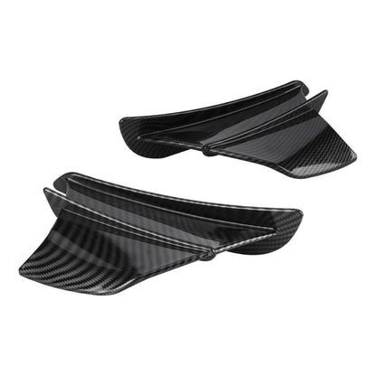 Carbon-fiber motorcycle winglet spoiler set of two, glossy weave, curved aero fins
