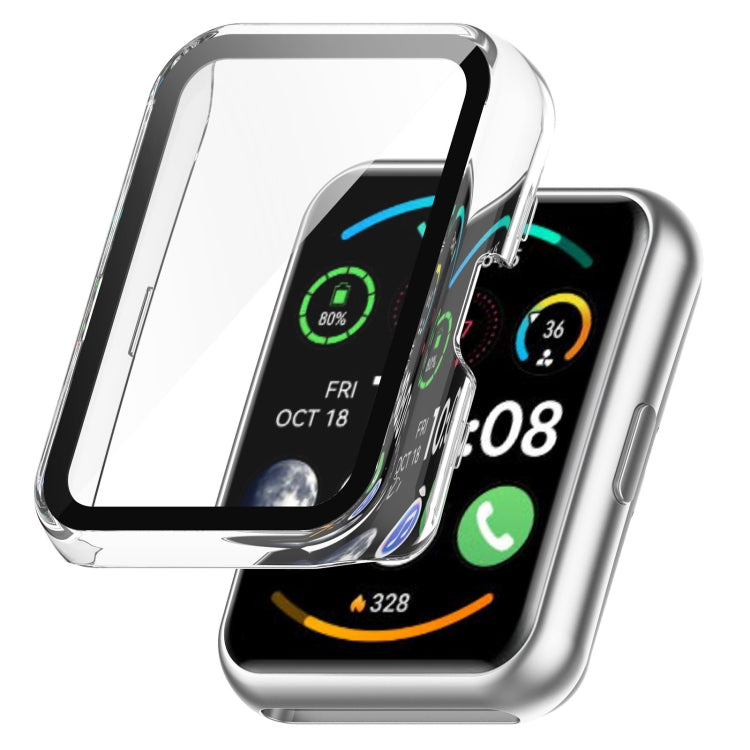 Transparent integrated tempered glass watch case with clear front screen cover
