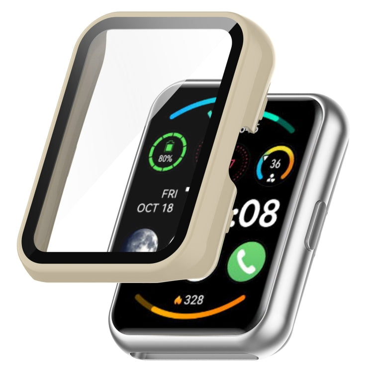 Ivory white integrated tempered glass watch case with clear front screen cover