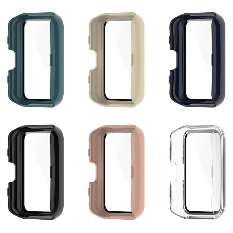 Color options for integrated tempered glass watch case: teal, ivory, navy, black, pink, clear