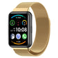 Milanese magnetic stainless steel watch band in gold, mesh metal strap.