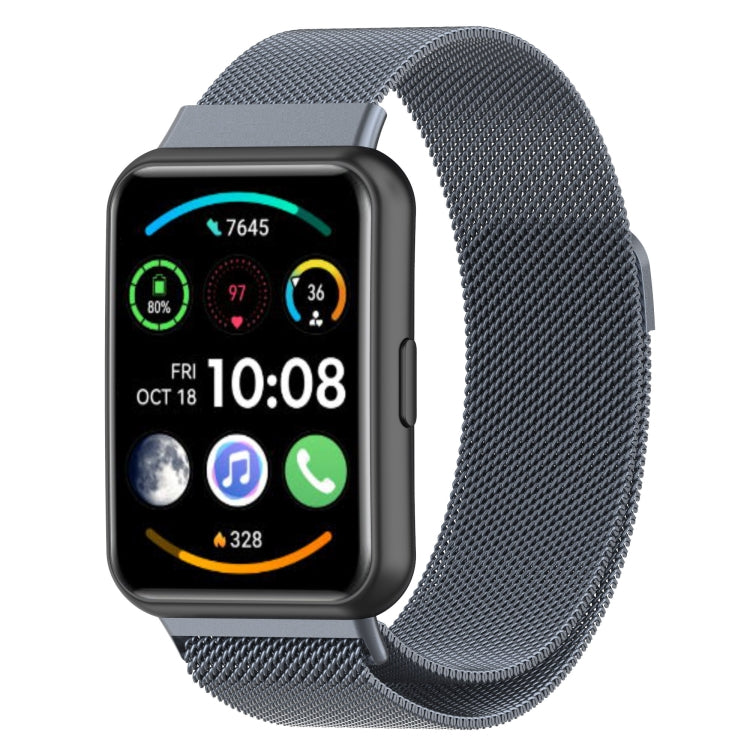 Gray Milanese magnetic watch band with fine mesh for Huawei Watch Fit 2