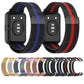 Black Milanese magnetic watch band set with blue and red stripe mesh for Huawei Watch Fit 2
