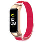Nylon loop watch band for Galaxy Fit 2 with red woven strap and rose-gold frame